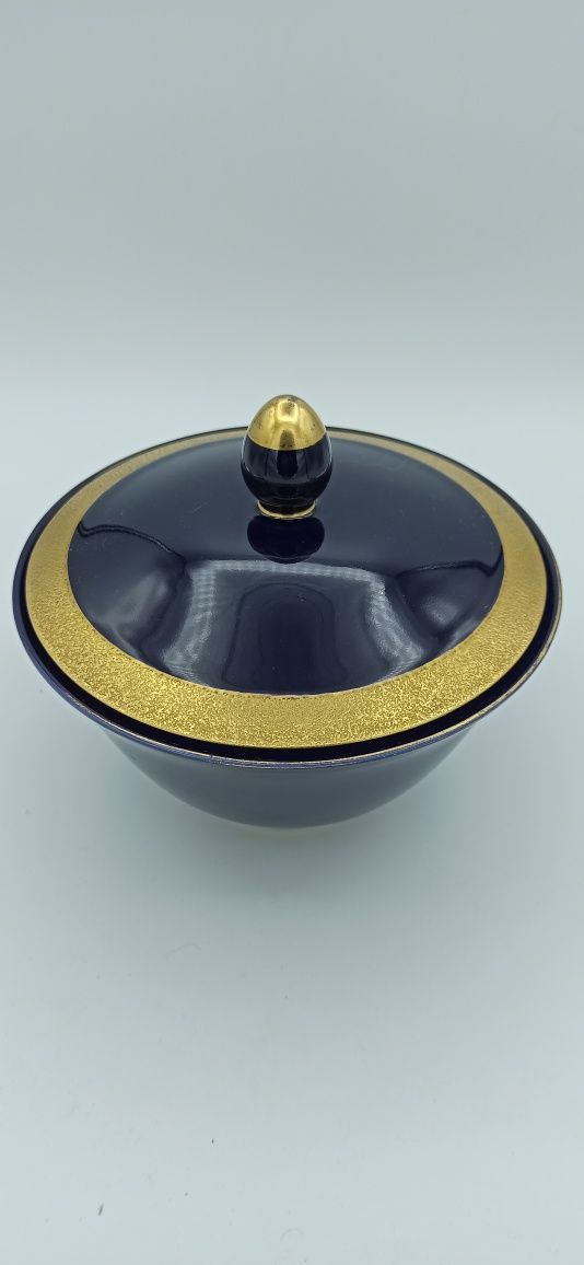 Wielka Bombonierka Porcelana ILMENAU Echt Kobalt Brabant h 18 cm