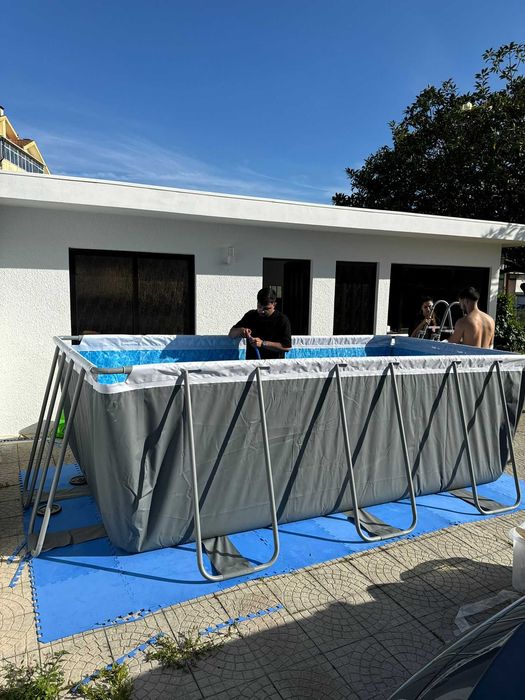 Piscina BESTWAY Power Steel retangular 412X201X122 com filtro + escada