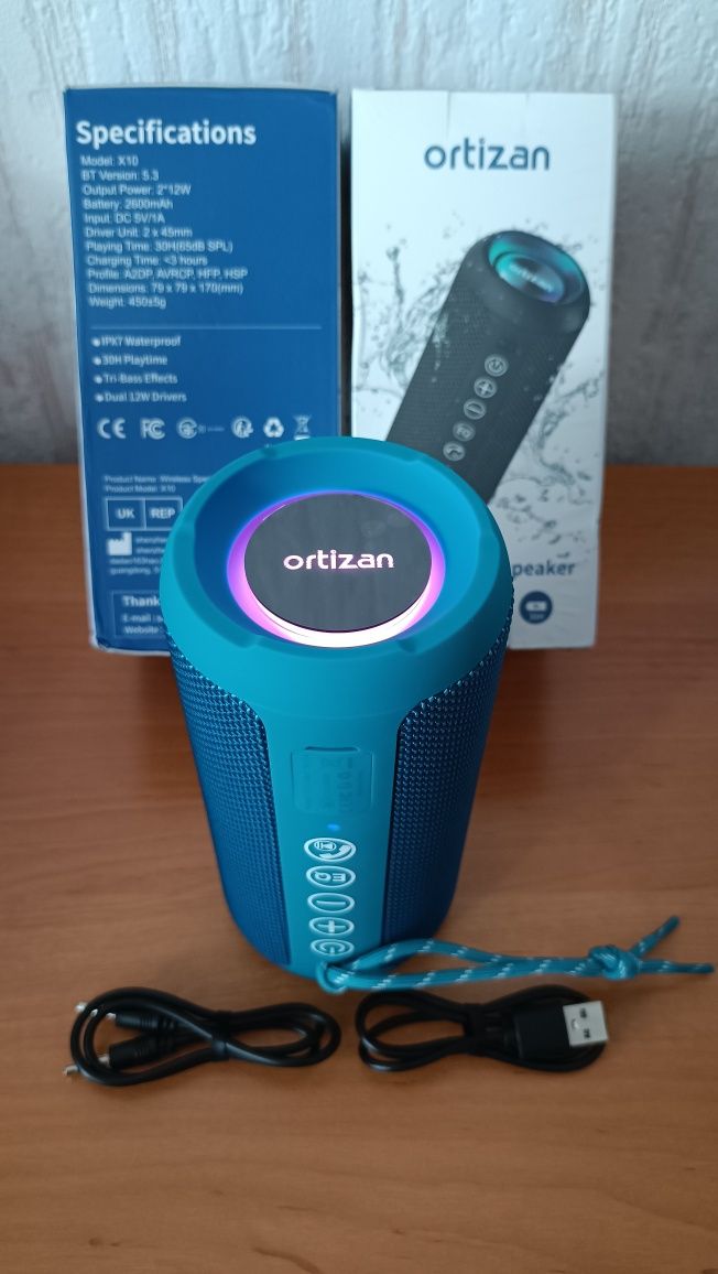 Głośnik Ortizan X10 24W Bluetooth 5.3 MicroSD jack 3,5mm RGB