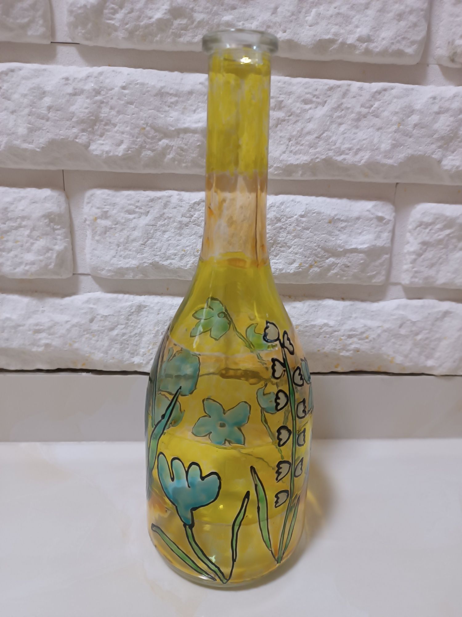 Butelki ozdobne ręcznie malowane decoupage