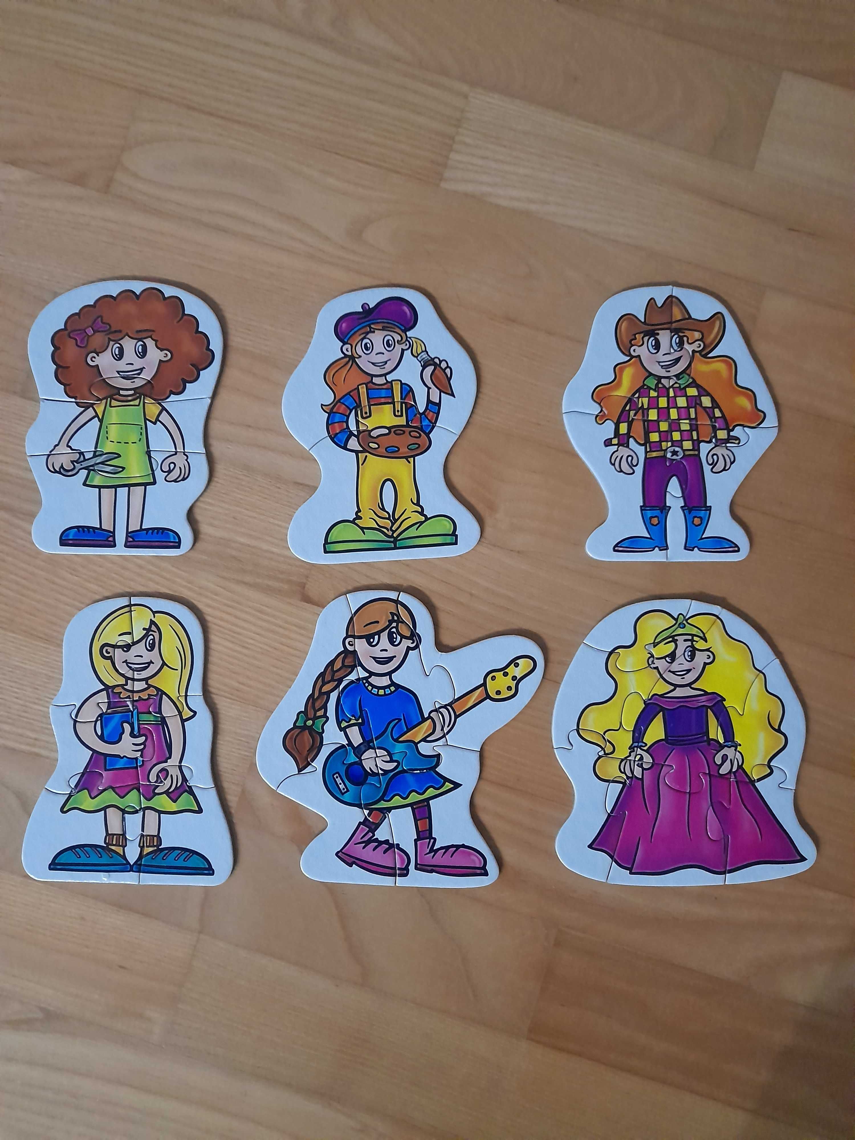 Drewniane puzzle układanki wymyślanki dla małych dziewczynek