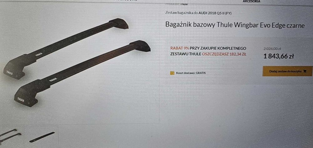 Bagażnik bazowy Thule Wingbar Evo Edge czarne