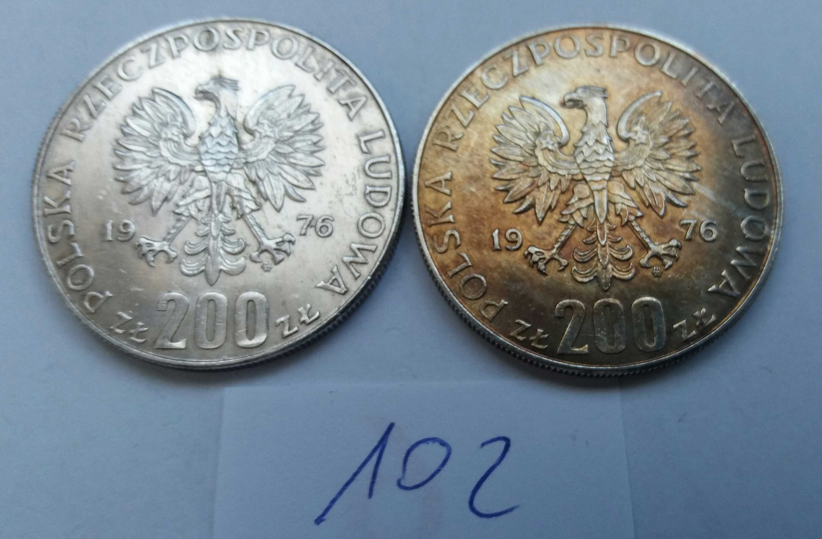 L, stara moneta 200 zł 1976 olimpiada srebro 2 szt old coin