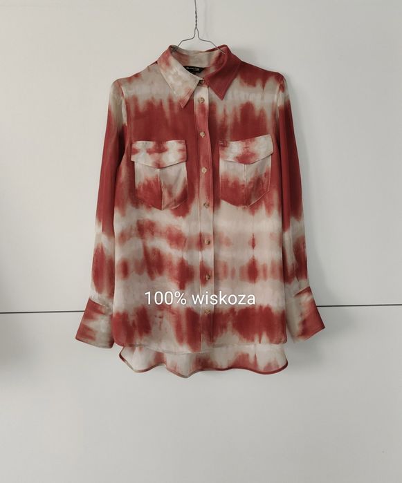Koszula Massimo dutti 36 S tie dye bordowa wiskozowa beżowa