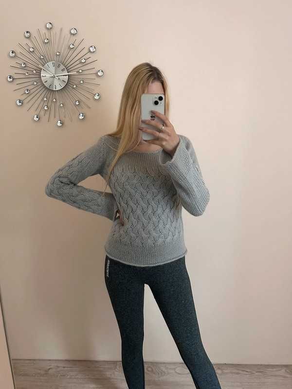 Sweter szary H&M S 36 22% moher srebrna nitka ciepły moherowy moherem