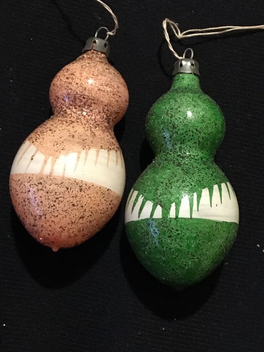 Bombki szklane babuszka Balbinka, PRL, 2 szt