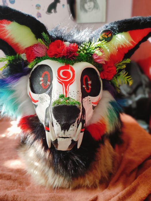 Fursuit head skull cat