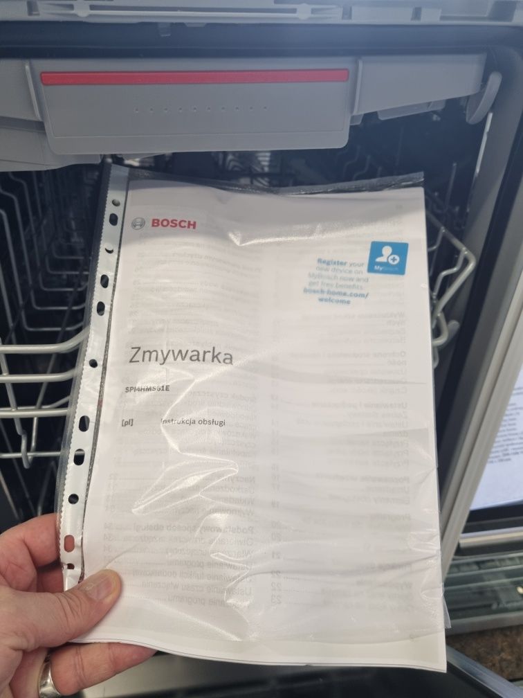 Zmywarka do zabudowy z panelem Inox Bosch SPI4HMS61E wąska