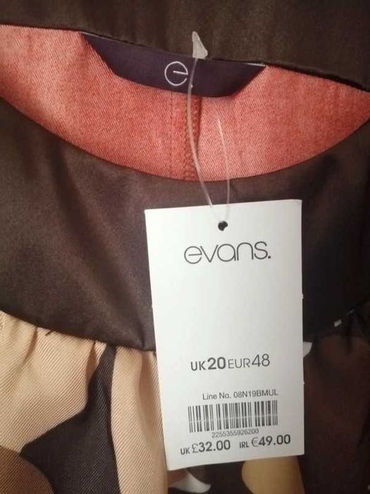 Nowa tunika 4XL 48 z wiskozy w kwiaty wzorzysta beżowa brązowa