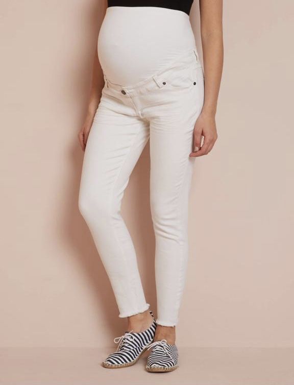 Jeans para grávida - branco claro liso