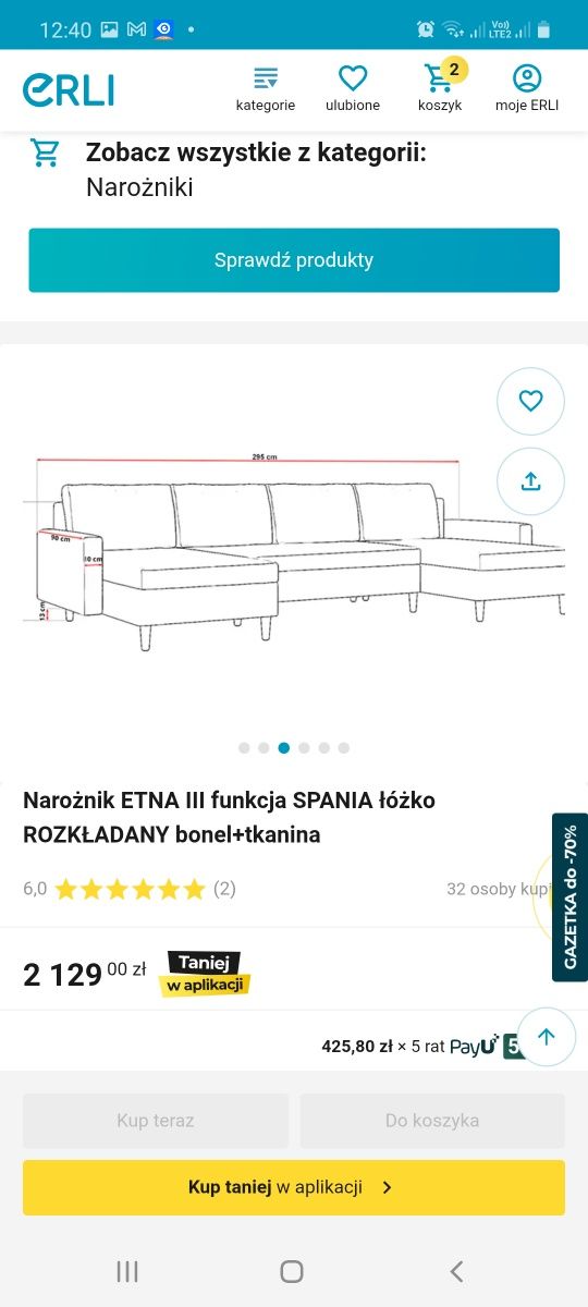 Sprzedam narożnik