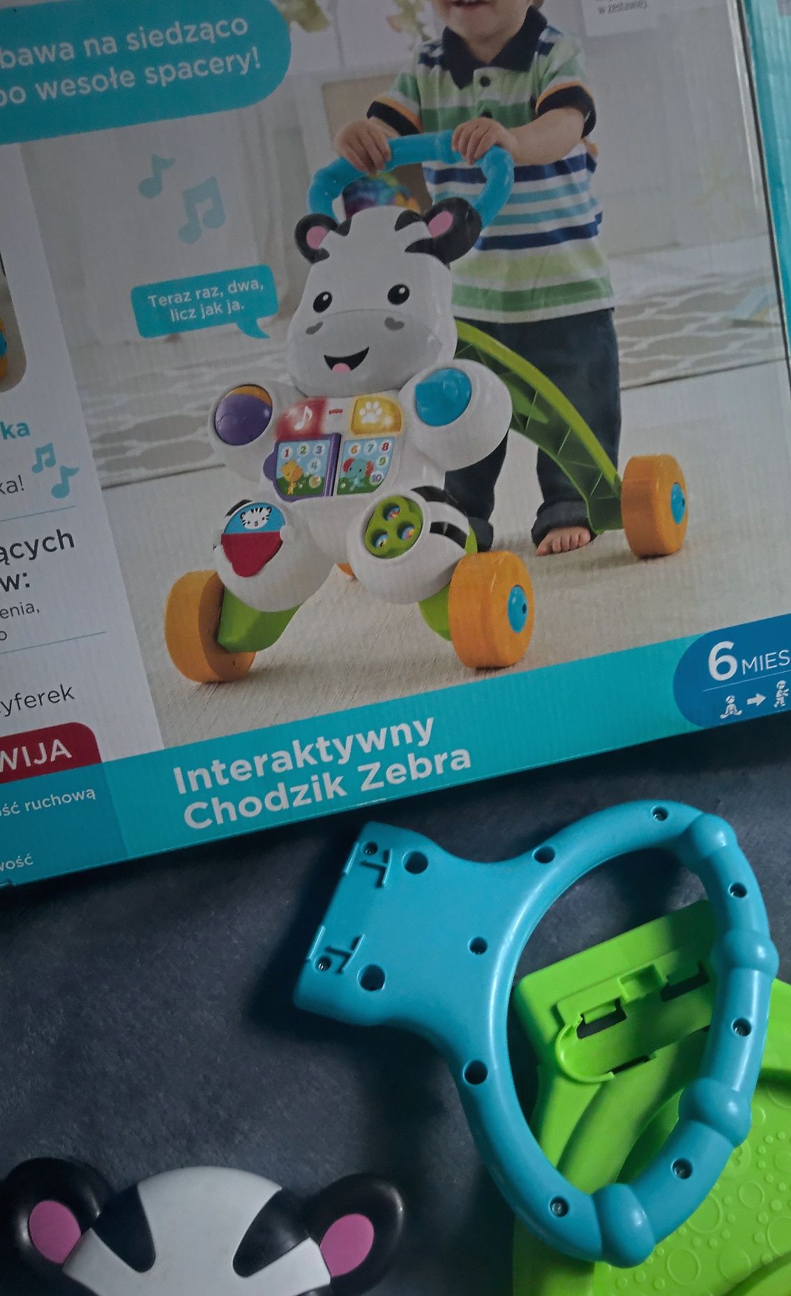 Pchacz Fisher Price zebra chodzik