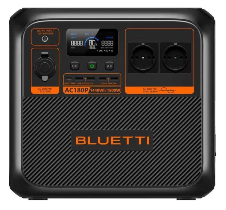 Зарядна станція BLUETTI AC180P 1800 Вт/1440 Вт/г, LiFePO4,оф гар 24міс