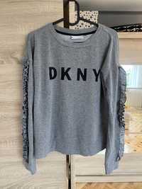 szara bluza bluzka sweterek DKNY Sport długie ozdobne rękawy damska XS