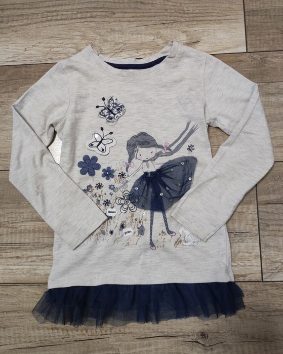 Bluzka tunika bawełniana z koronką 4-5lat 104-110