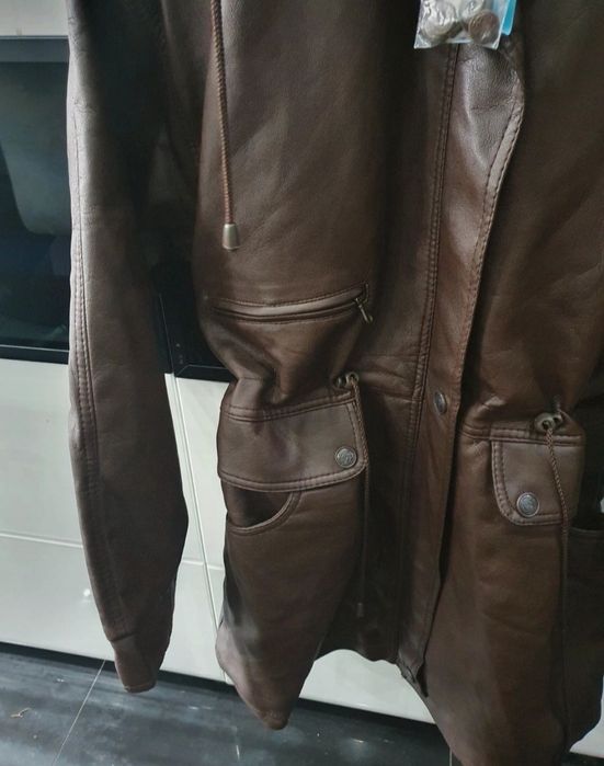 Nowa parka damska skórzana L