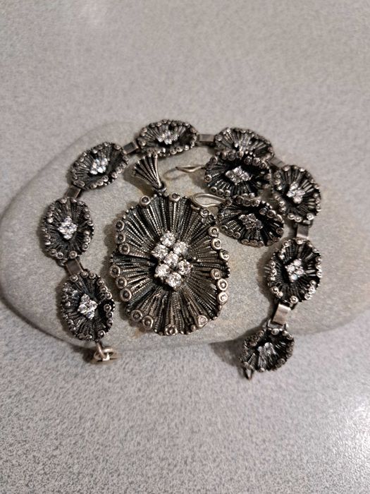 Srebro oksydowane komplet ok 30g, Vintage