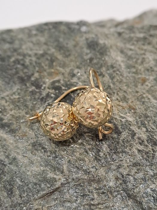 Piękne złote kolczyki Wiszące Kulki pr.585 Nowe