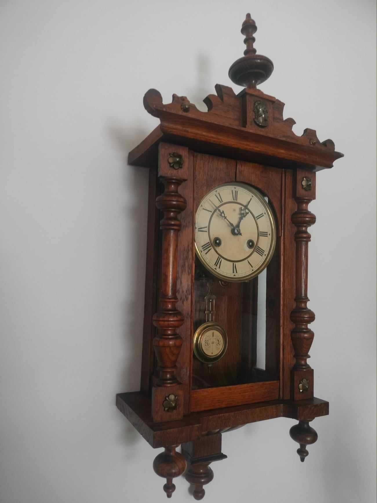 Dębowy antyczny zegar Junghas 1895 r.