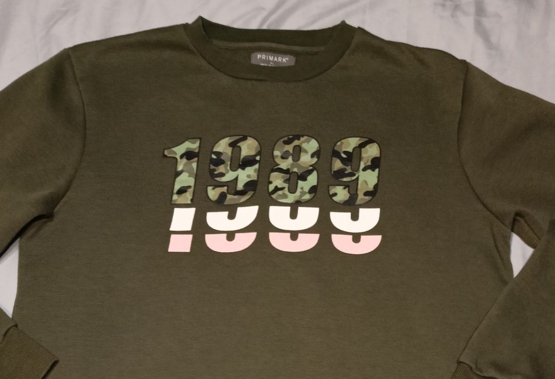 Zielona, khaki bluza męska, napis moro, rozmiar XL