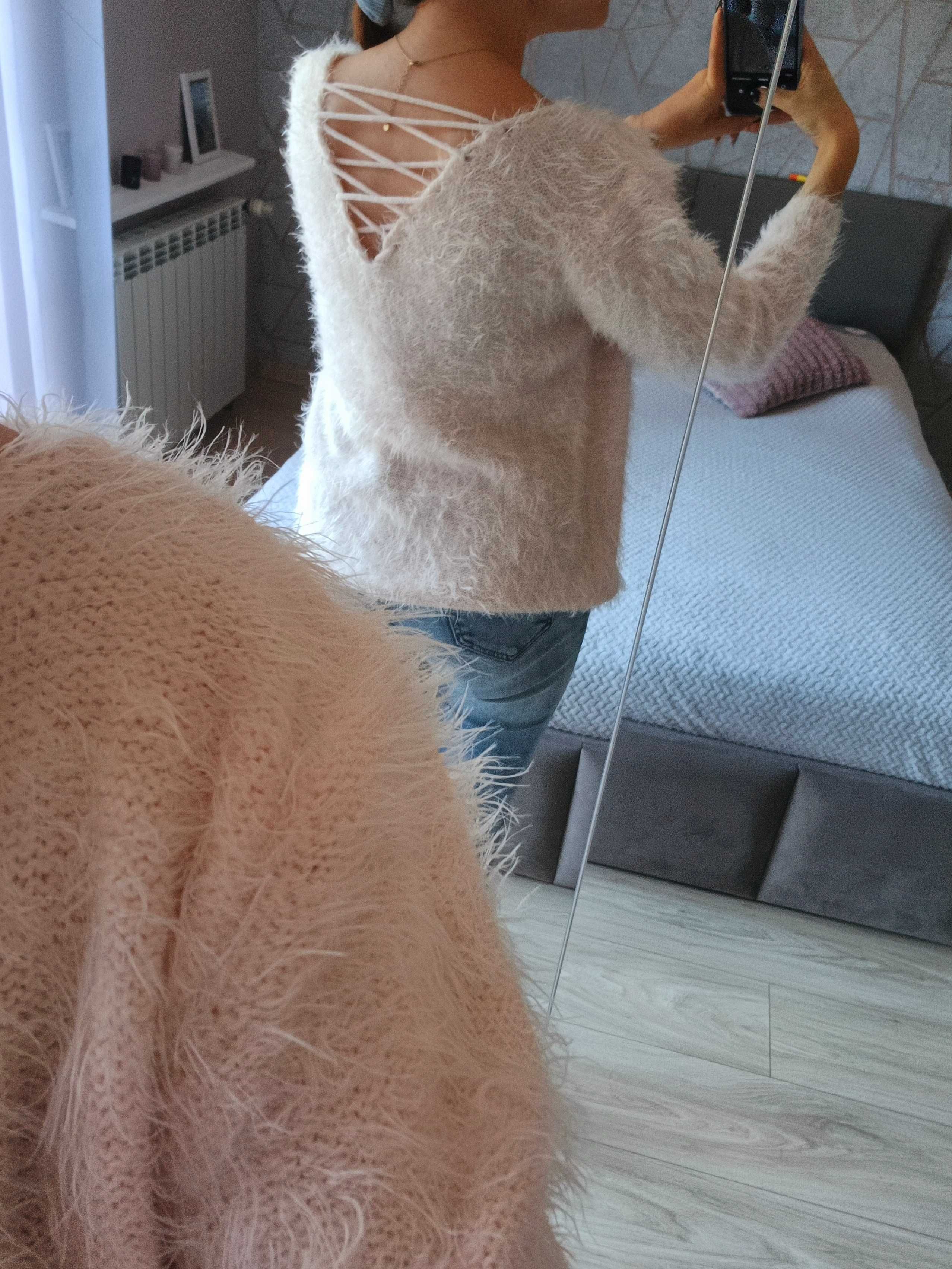 Włochaty sweter zimowy ciepły damski S 36 miły miękki na zimę jesienny