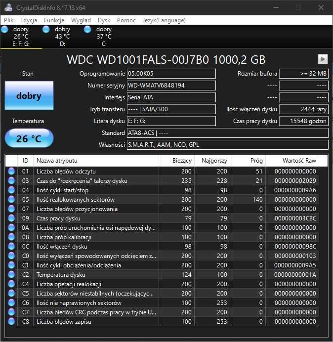 Dysk HDD 1TB Western Digital (seria black) WD1001FALS