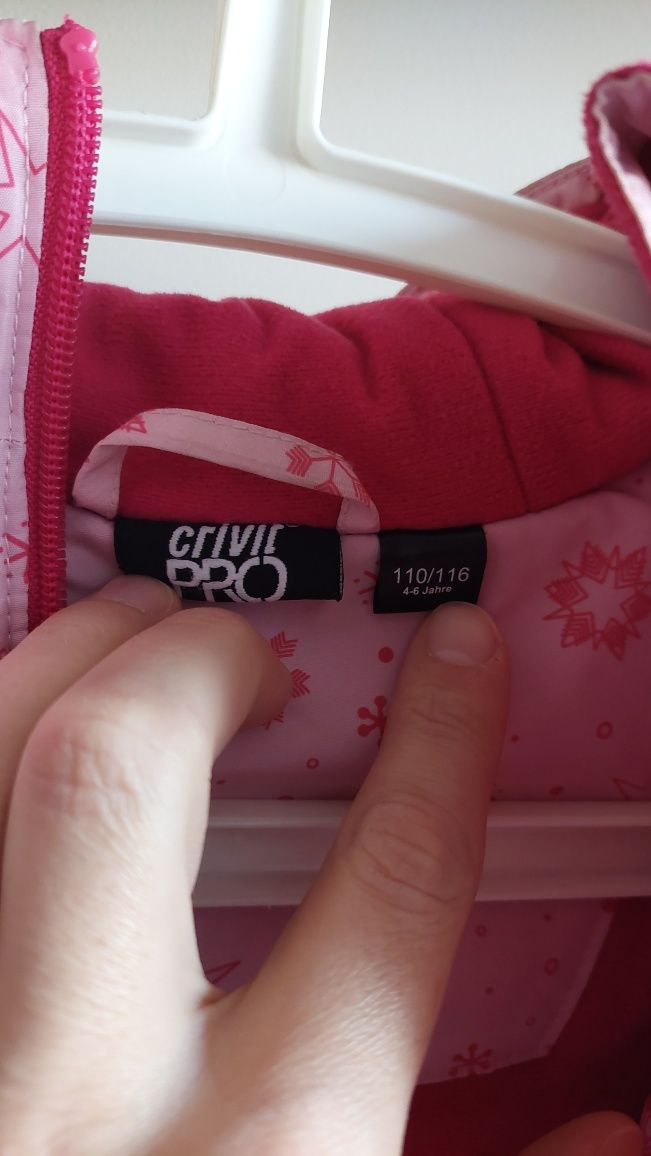 Dziewczęca kurtka narciarską Crivit Lidl różowa zimowa 110 116