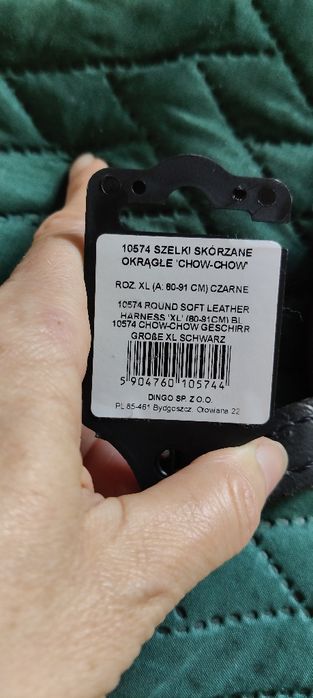 Szelki dla psa z długą sierścią Premium - czarne okrągła skóra chow ch