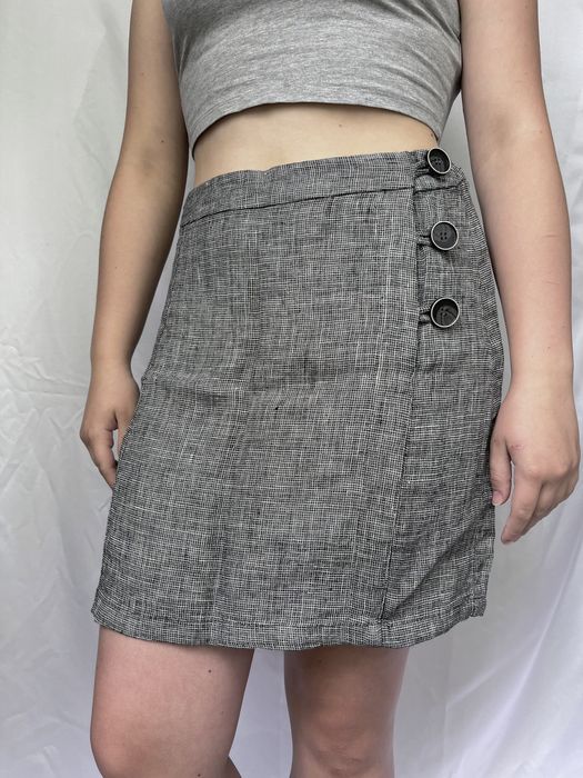 Lniana czarno biała spódniczka mango M