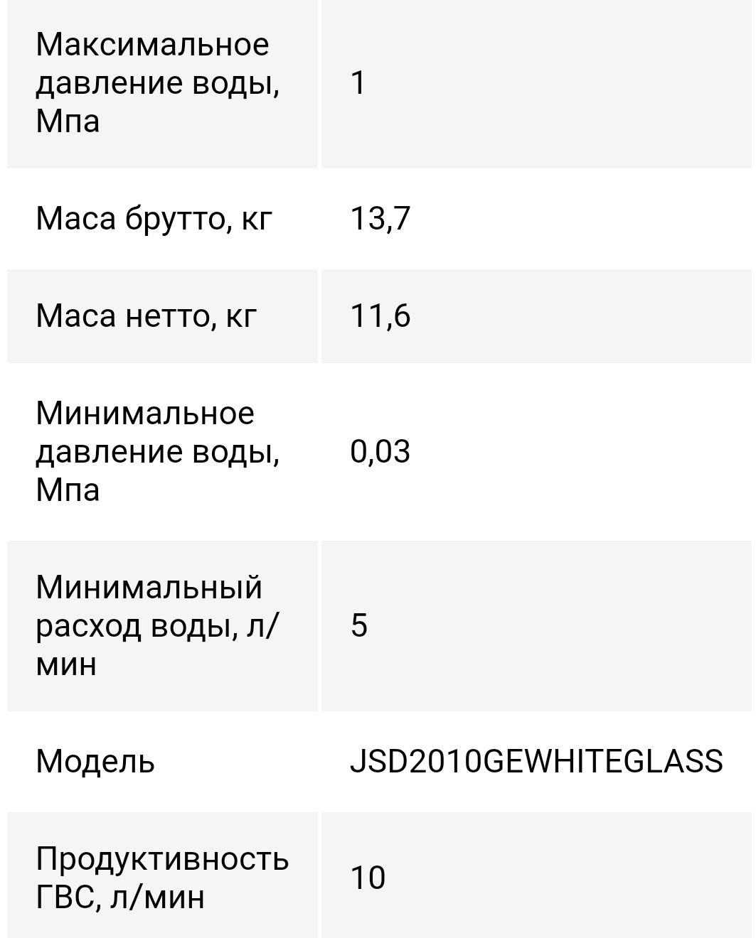 Колонка газовая дымоходная Thermo Alliance JSD20-10GE 10 л стекло (бел