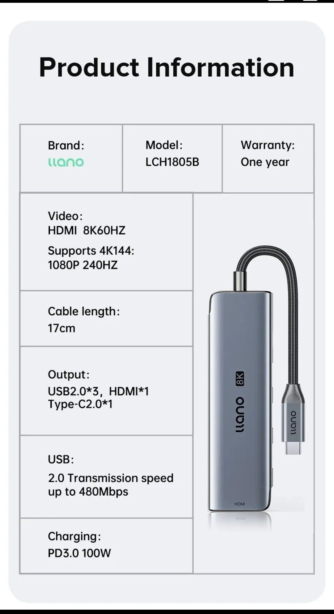 Мультифункціональна док станція USB хаб hub Llano