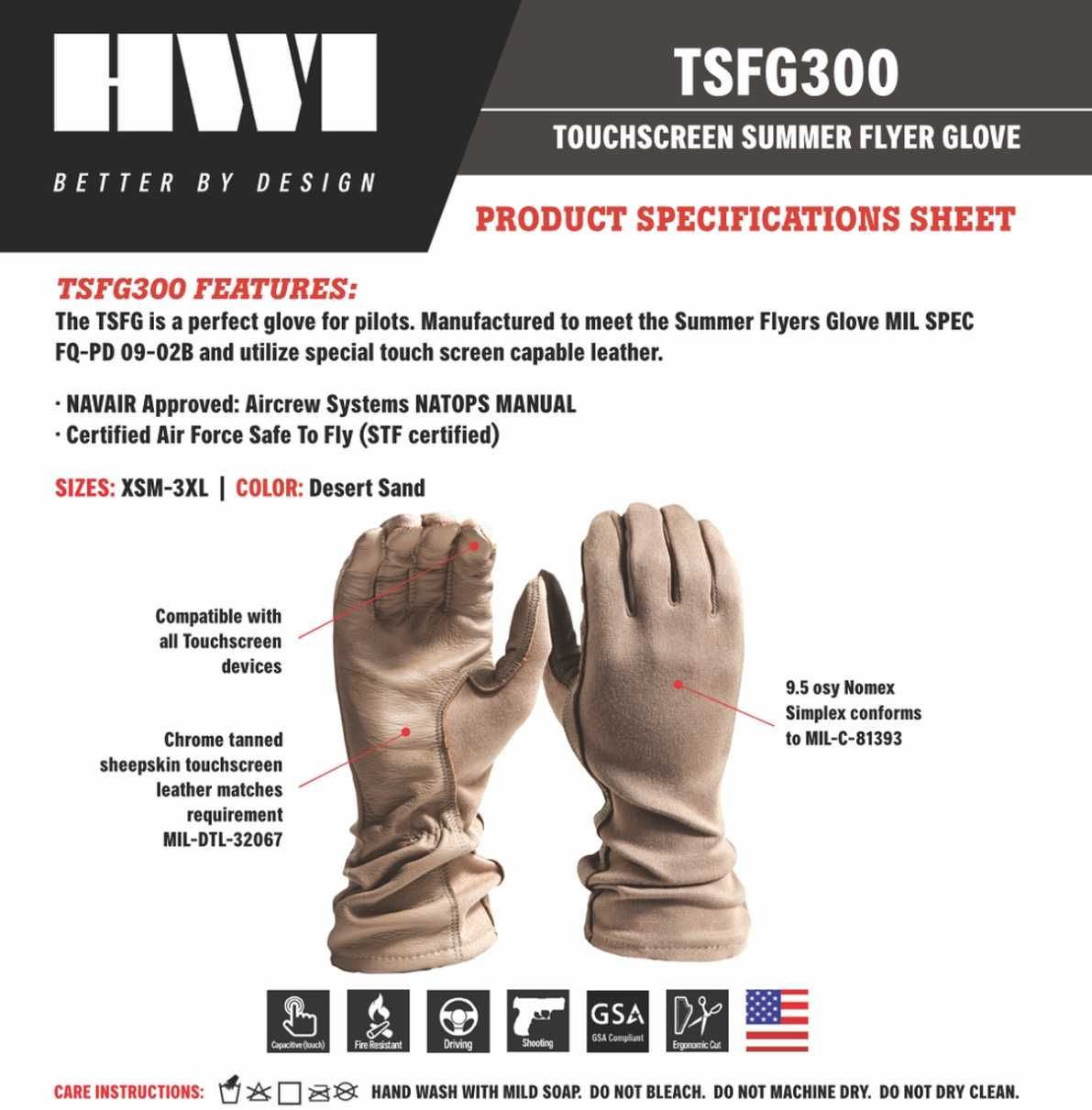 Армейские огнеупорные Touchscreen перчатки HWI TSFG300 made in USA
