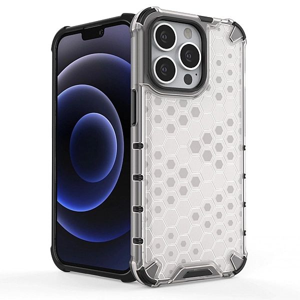 Honeycomb etui pancerny pokrowiec z żelową ramką iPhone 13 Pro czerwon