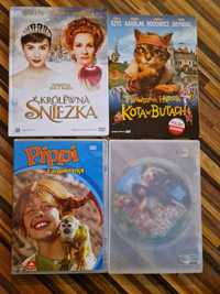 Filmy dla dzieci DVD 4 szt Królewna Śnieżka, Pippi Langstrumpf + 2