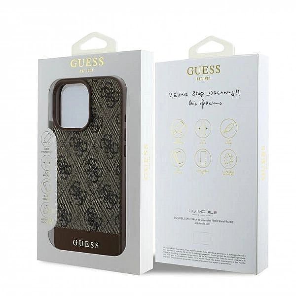 Etui Guess 4G Bottom Stripe na iPhone 16 Pro Max - brązowe