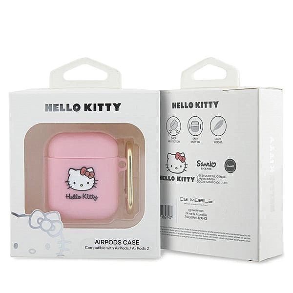 Etui Hello Kitty Silicone 3D Kitty Head na AirPods 1/2 - różowe