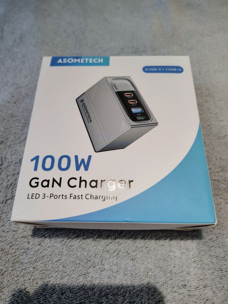 Швидкий зарядний пристрій ASOMETECH 100W GaN PPS PD+QC4.0 LED-дисплей