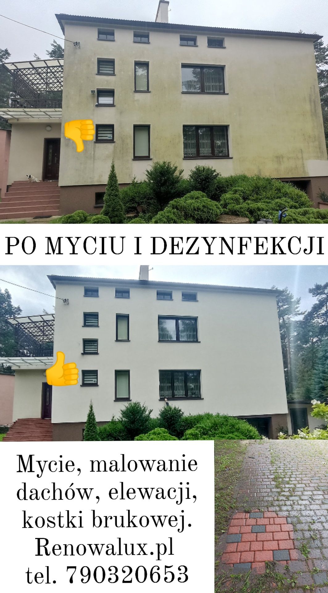 Mycie dachów - mycie elewacji - mycie kostki brukowej - malowanie dach