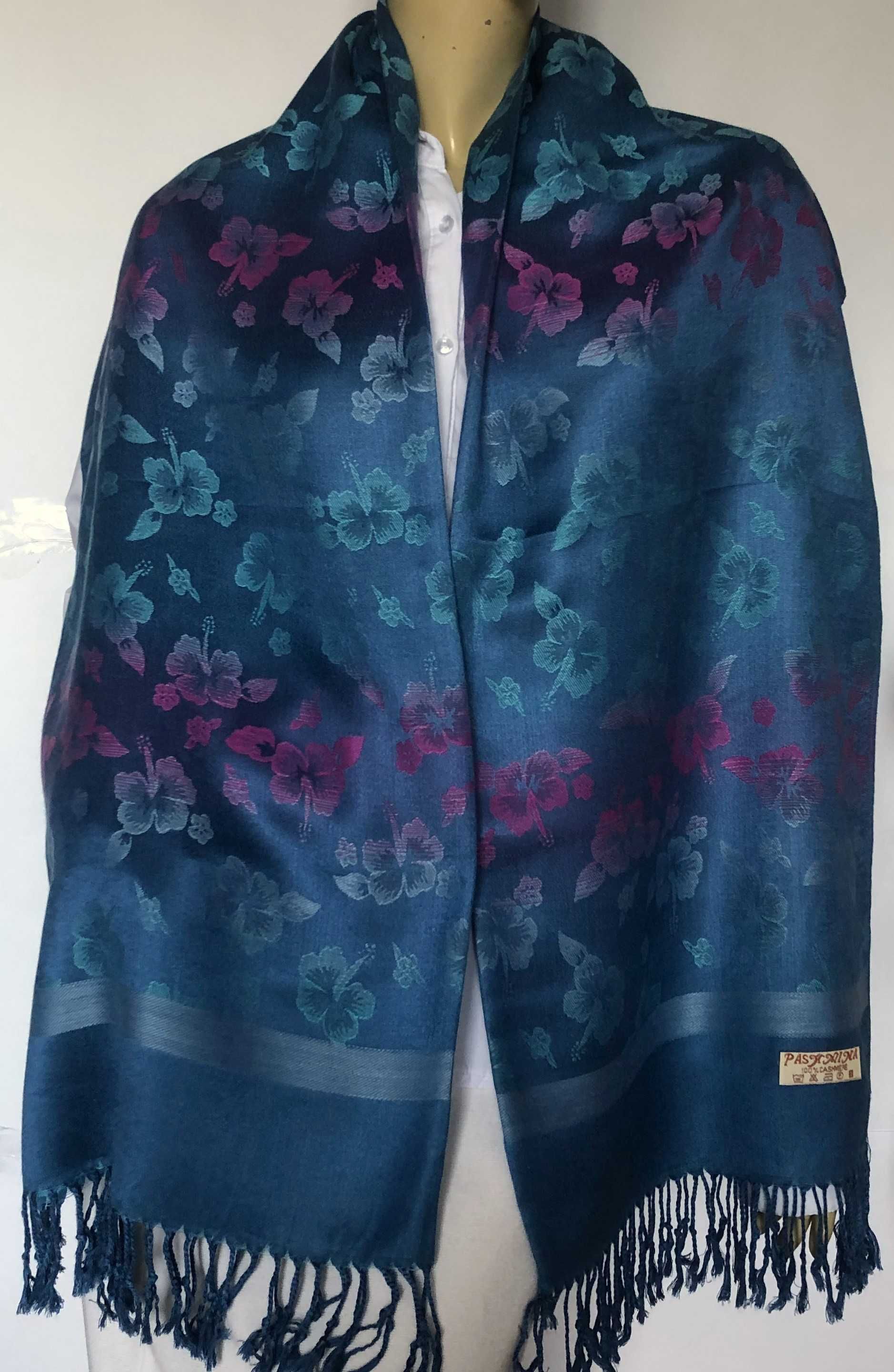 Pashmina szal,dwustronny apaszka 100% kaszmir 174x70