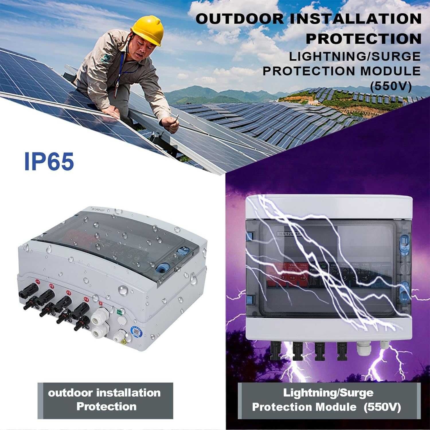 4 w 1 Out PV Combiner Box Solar PV 550V