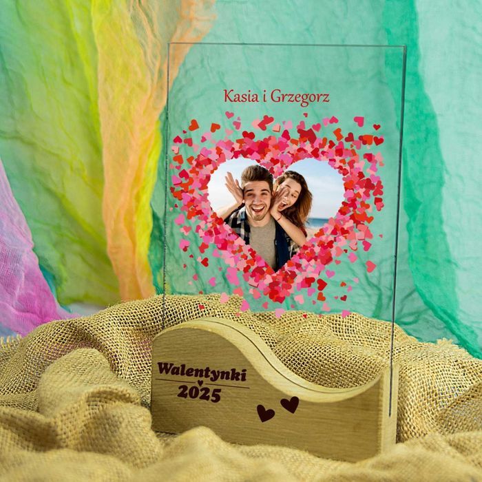 RAMKA Ze Zdjęciem Dla Niego Niej prezent na walentynki szklana