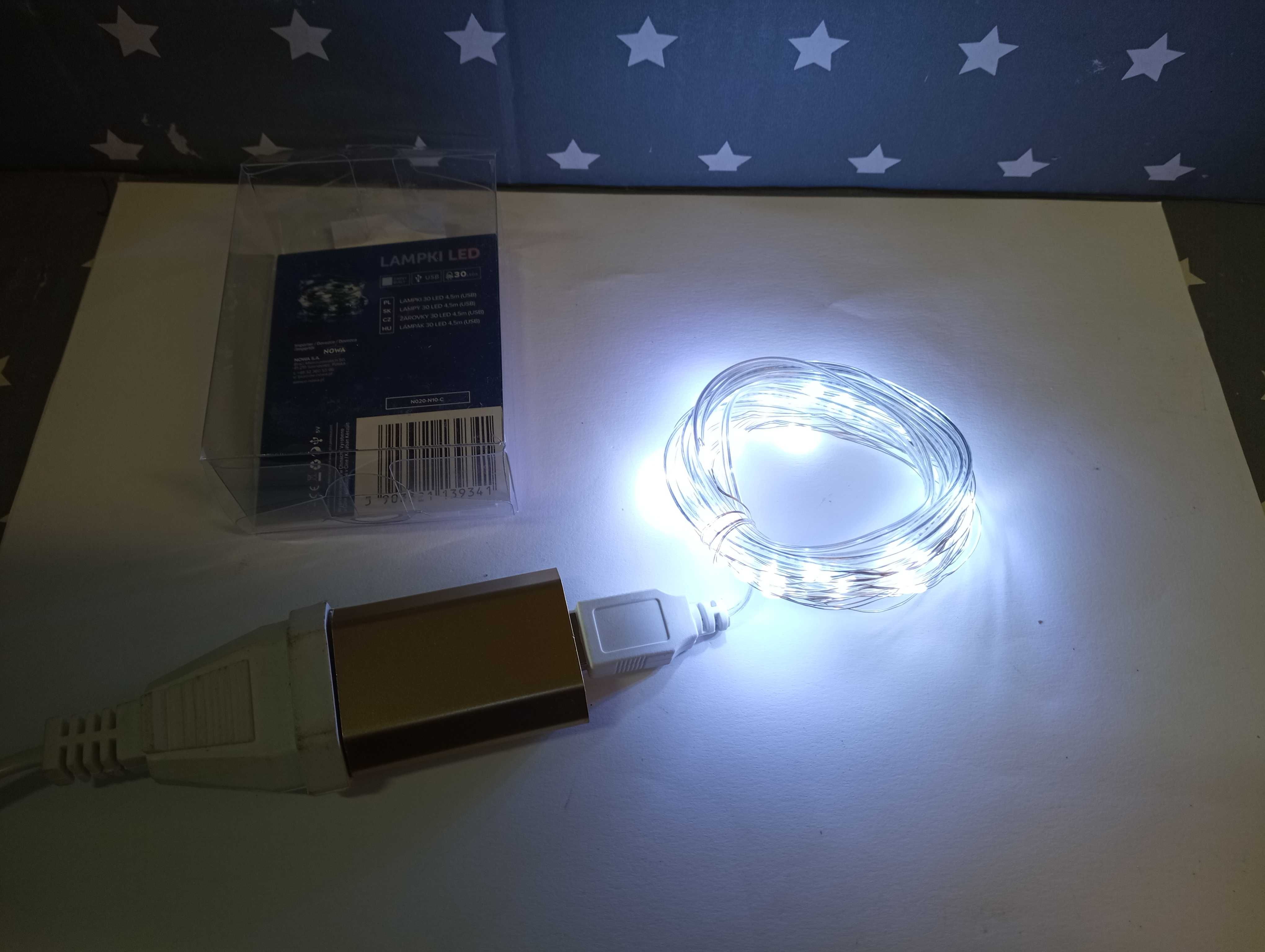 Lampki na druciku 50 led usb kolorowe nowe