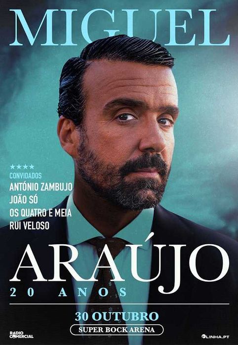 Bilhete Concerto Miguel Araújo 20 Anos - Dia 30 (Porto)