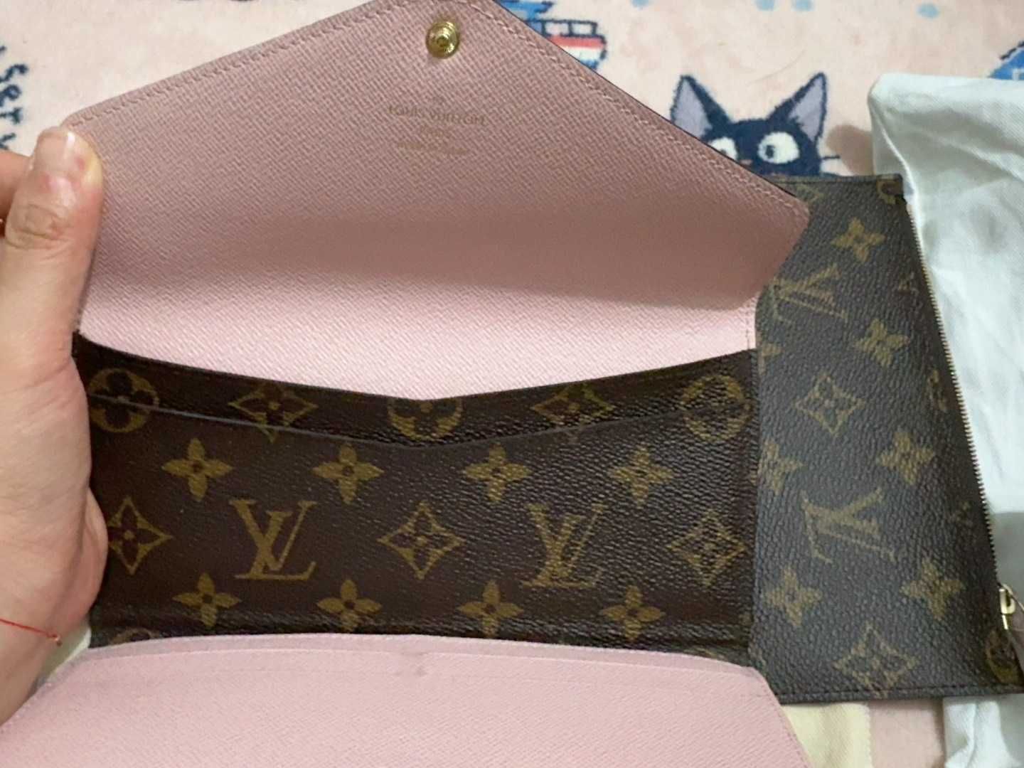 Nowe LV Louis Vuitton długi portfel Różowy przycisk