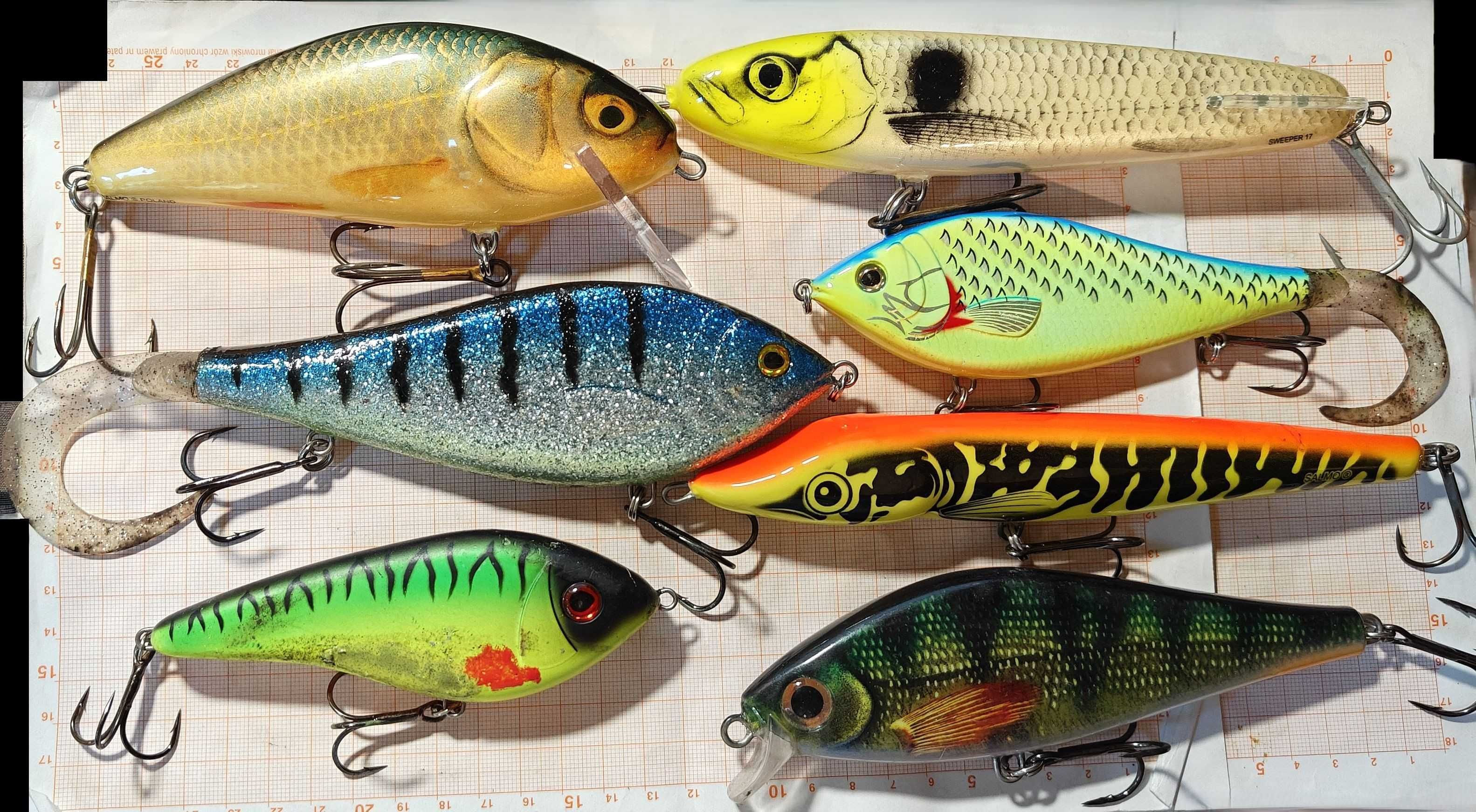 P. Zestaw duzych przynęt Salmo Fatso Crank 14, Jack, Sweeper DAM