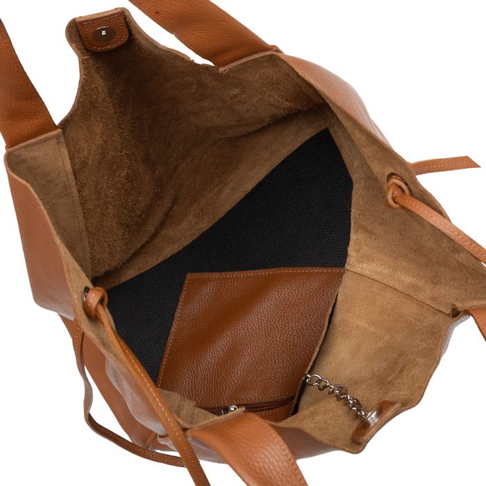 VERA PELLE torebka damska skórzana shopper z saszetką V497 fuksja