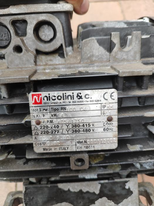 Silnik trójfazowy elektryczny na siłe 3F 4kw 1400 obrotów nicolini