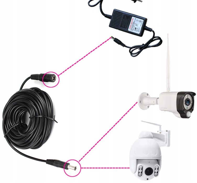 Przedłużacz zasilacza DC 2,1/5,5mm kabel 2x3m