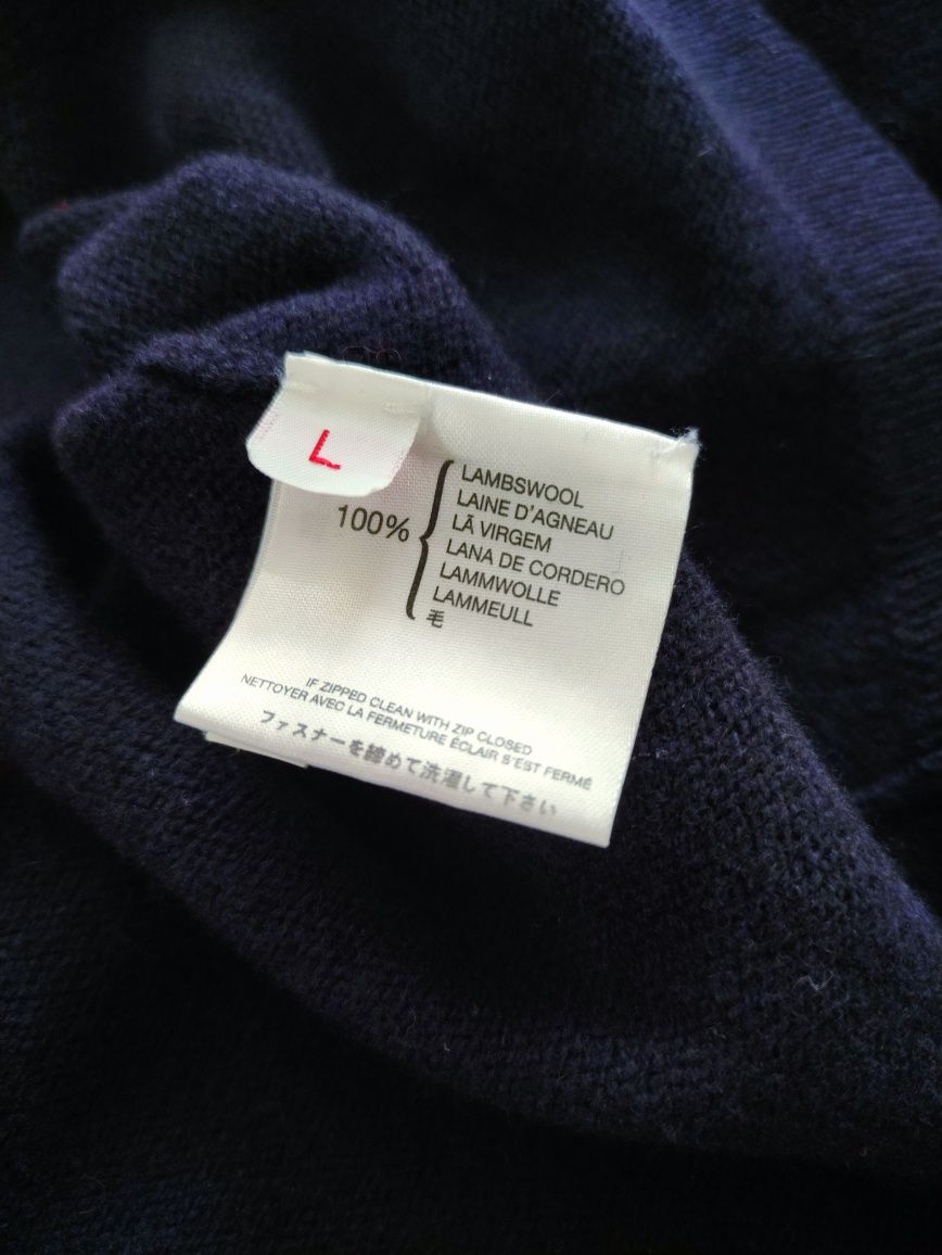 Wełniany granatowy sweter oversize 40/L, 100% wełna jagnięca