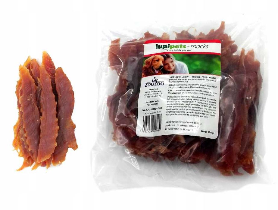 Smakołyki Lupipets miękkie piersi z kaczki 500 g przysmak dla psa